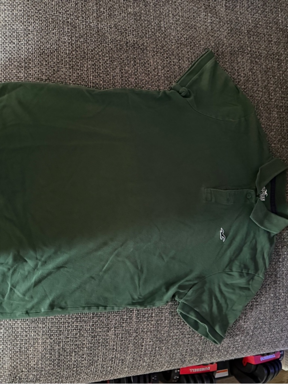 Hollister Men's Dark Green Polo Shirt with Embroidered Logo